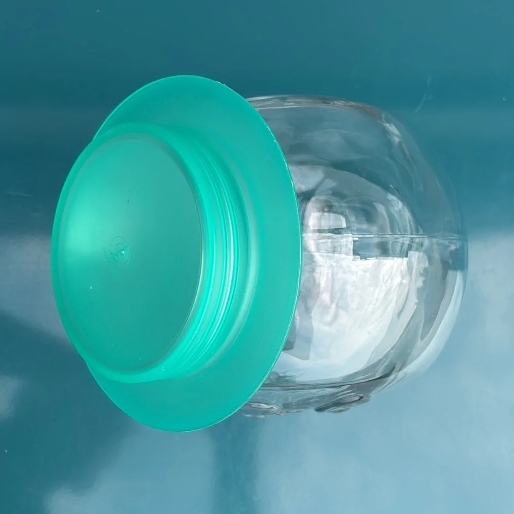 Vintage Borgonovo Italy Glass Happy Face Cookie Jar